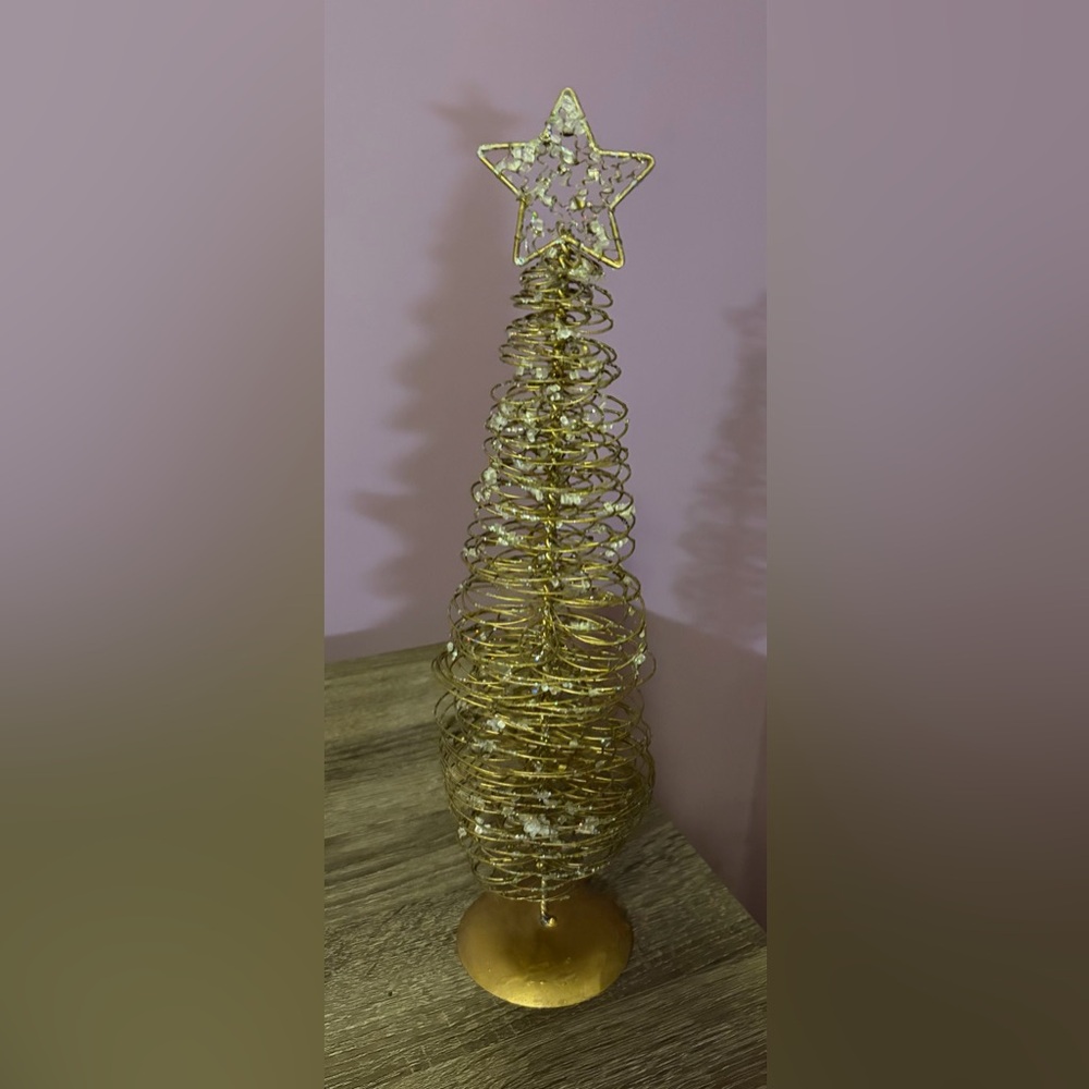 Vintage 70’s Gold Spiral Christmas Tree ~ Sparkly